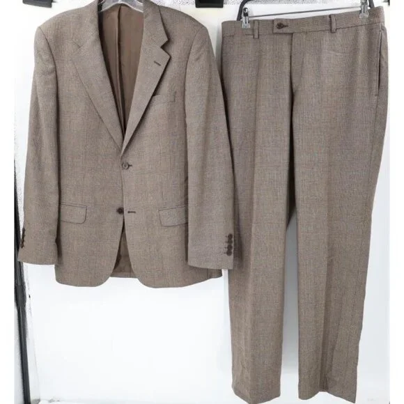 Zara Suit Mens 42 34x33 Single Breasted Two Button Straight Leg Two Piece Plaid